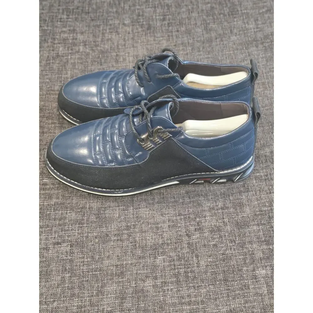 Gatsby Oxford Derby Orthopedic Leather Shoes Mens 11 EU 45 Blue Black Comfort